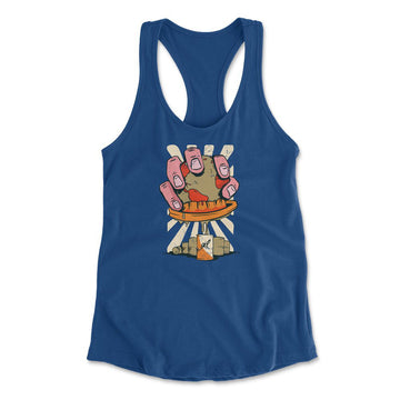 Planet Oil Squeezer Womens Racerback Tank in Royal color